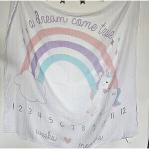 Bananafish Studio Rainbow Unicorn Growth Monthly Weekly Blanket 49"×51" Gauze